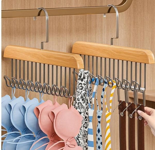 Wooden Hanger with Metal Hooks — Pack of 2