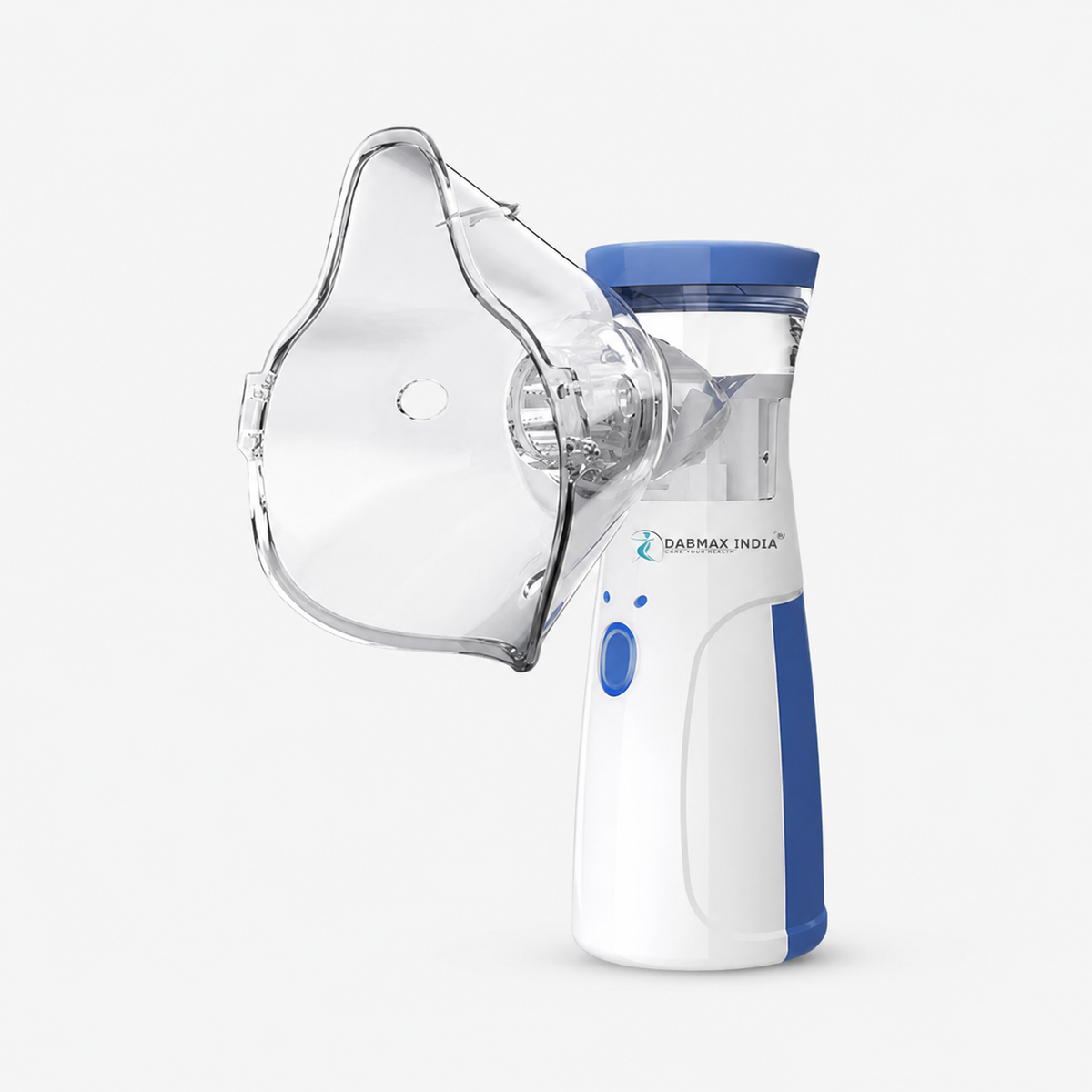 Portable mesh nebulizer with mask on a white background